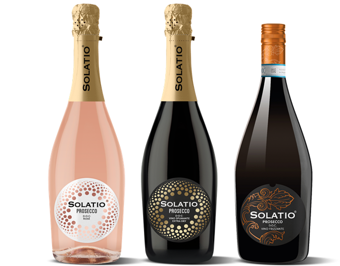 Solatio flessen prosecco spumate rose, prosecco spumate en prosecco